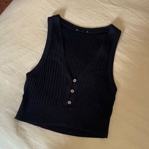 Free People Black Ribbed Sleeveless Top